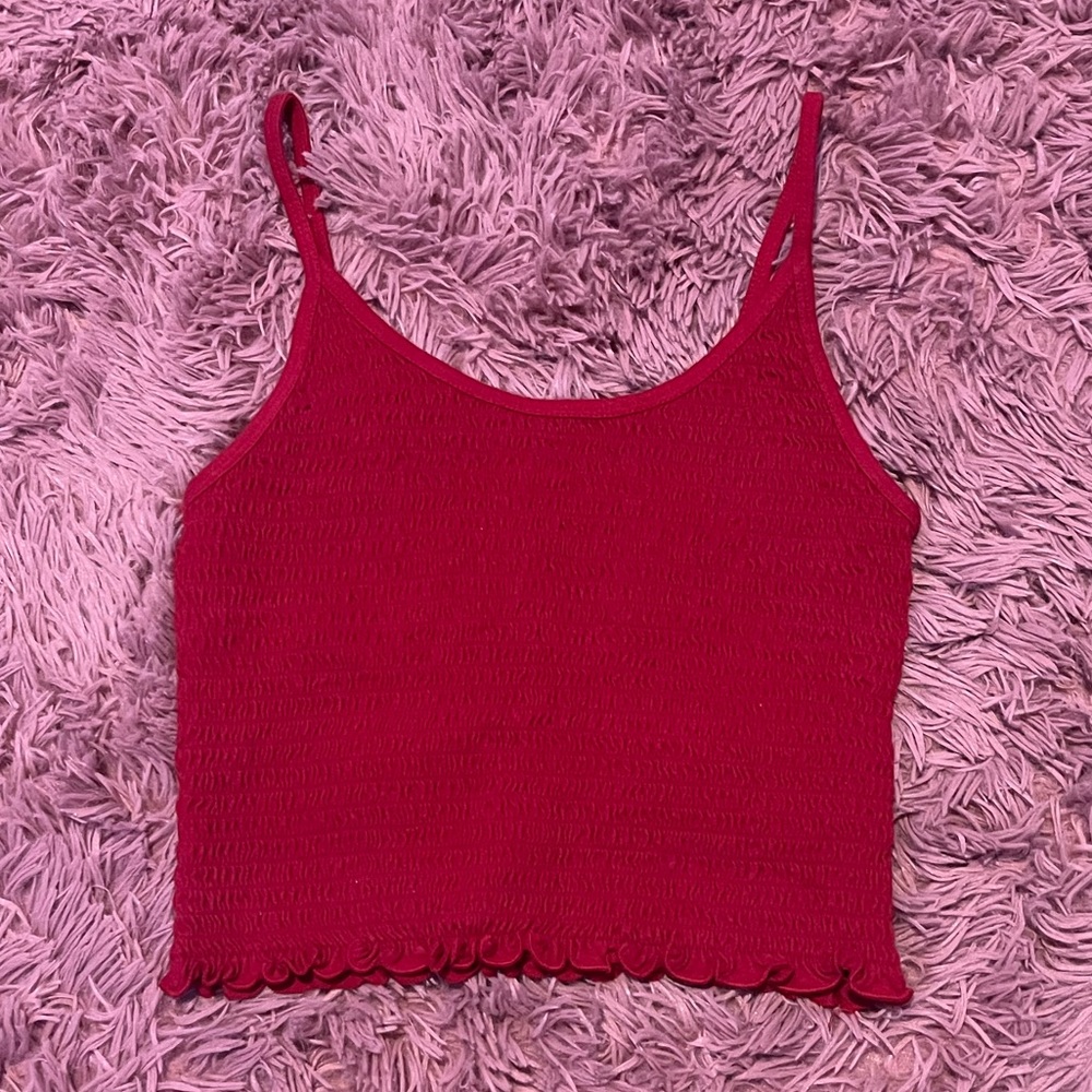 red hollister ribbed tank top
